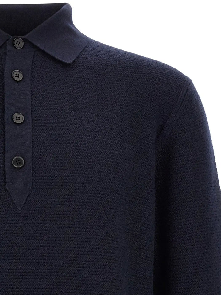 Zegna Blue Cashmere Polo Shirt