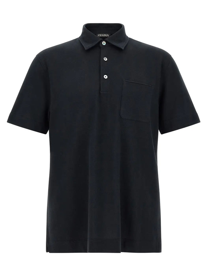 Zegna Blue Cotton Polo Shirt