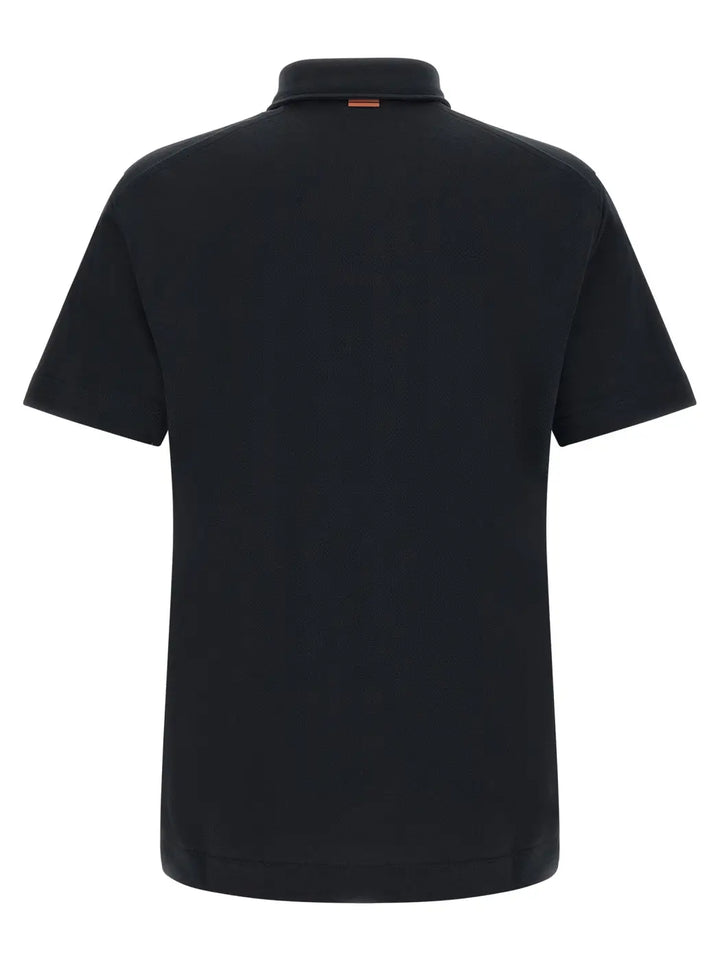 Zegna Blue Cotton Polo Shirt