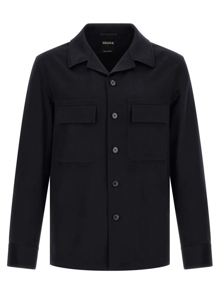 Zegna Blue Wool Blouse