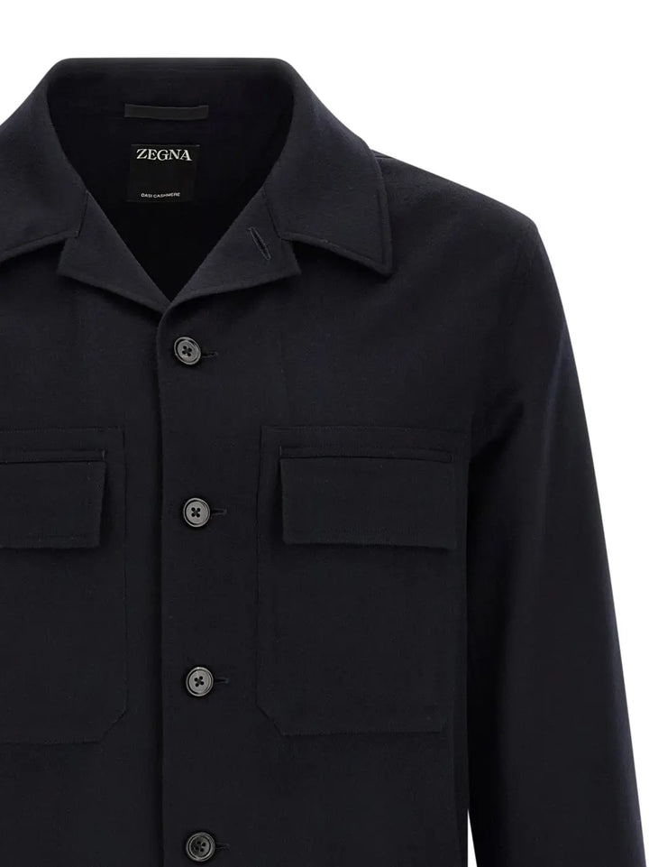 Zegna Blue Wool Blouse