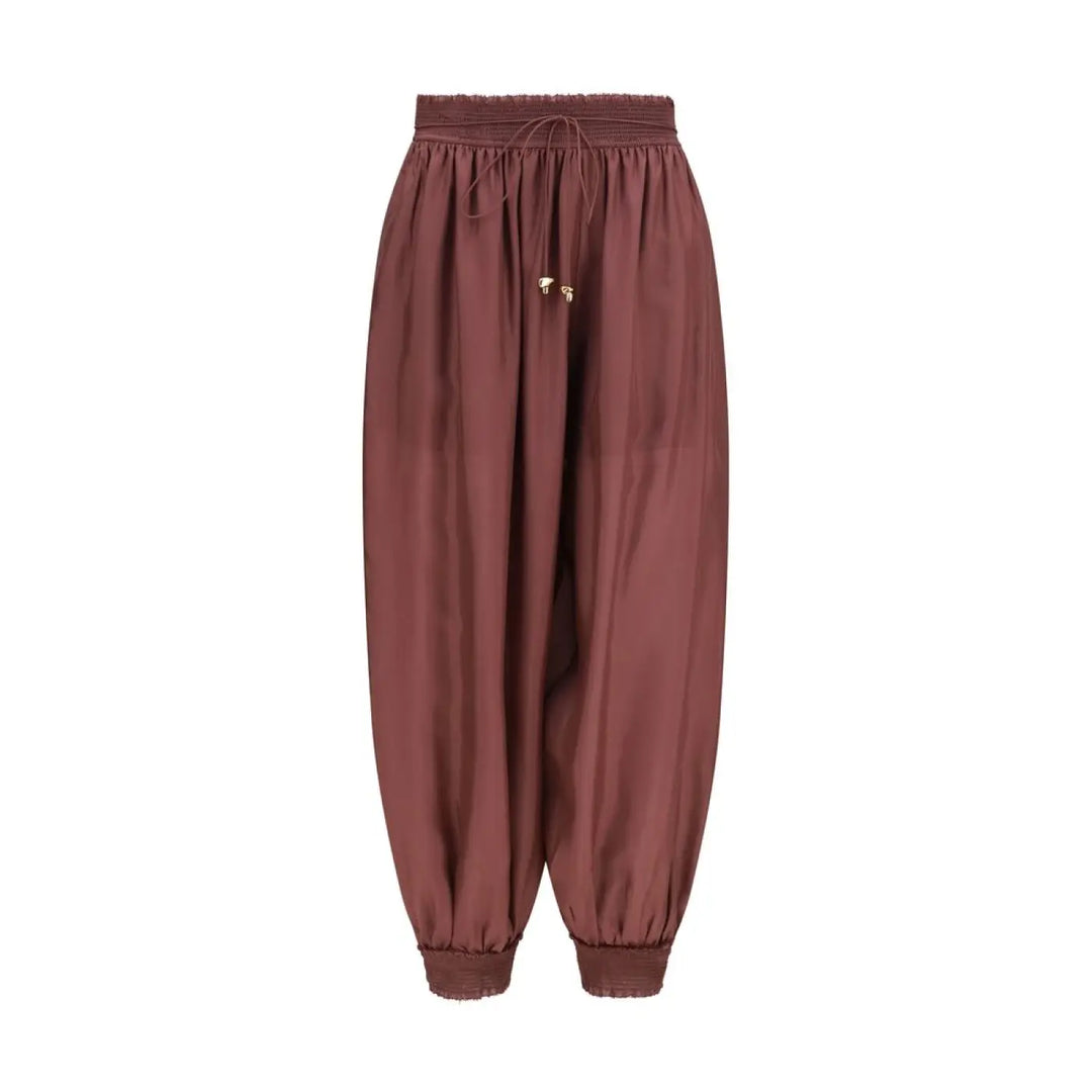 Zimmermann Bordeaux Silk Casual Pants