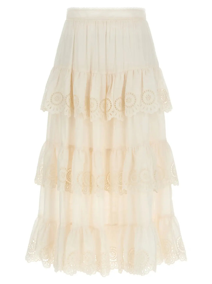 Zimmermann White Cotton Mini Skirt