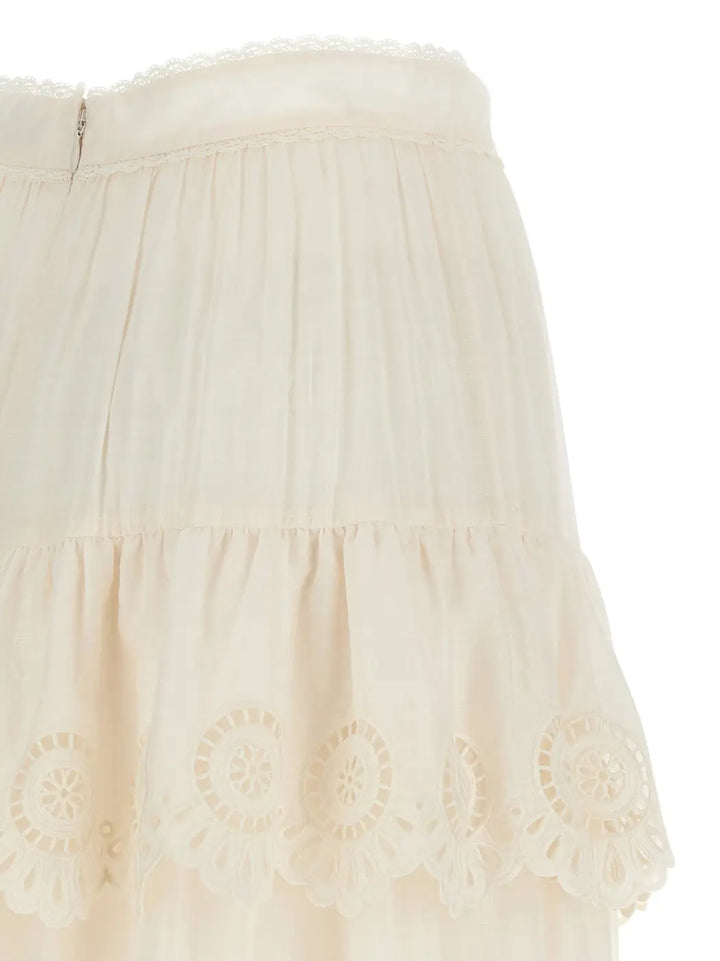 Zimmermann White Cotton Mini Skirt