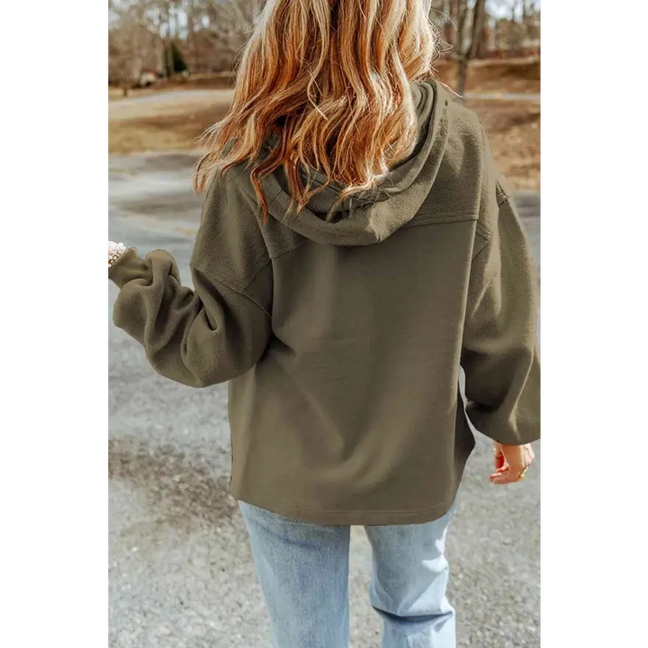 Elevate Your Wardrobe Game with Zip Up Drawstring Hooded Jacket Clothing Tops Trendsi